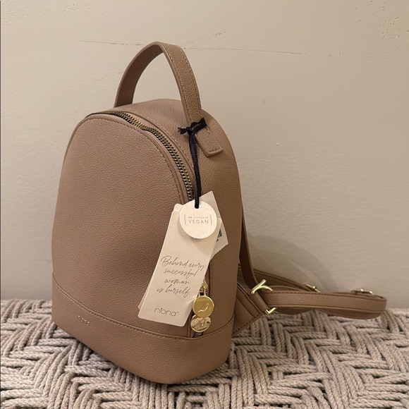 NEW Riona Mia Mini Light Brown Tan Vegan Pebbled Leather Backpack Purse - Picture 1 of 10